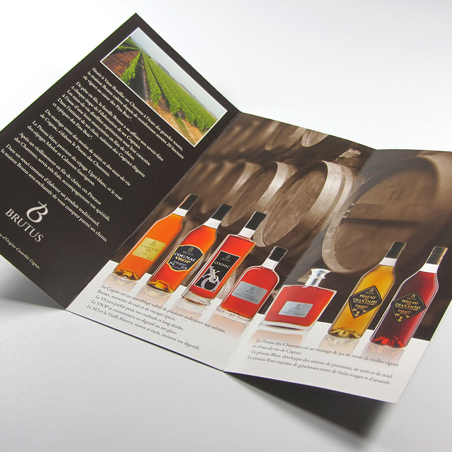 Conception du dépliant pour la distillerie de Cognac Brutus